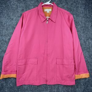 Vintage Casual Corner Jacket Womens Medium Pink Orange Windbreaker Retro 80s 90s